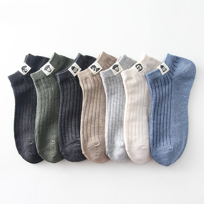 Socks men's boat socks men's casual summer thin cotton cloth label men's socks men's socks short socks low solid color wholesale
