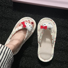 网红可爱卡通小猫人字拖2025春夏季时尚百搭韩版ins高颜值亚麻拖