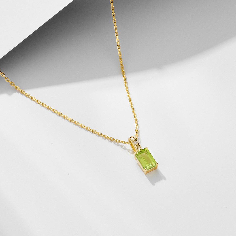 Rectangle Pattern 925 Sterling Silver Crystal Inlay Rectangle Pendant Necklace