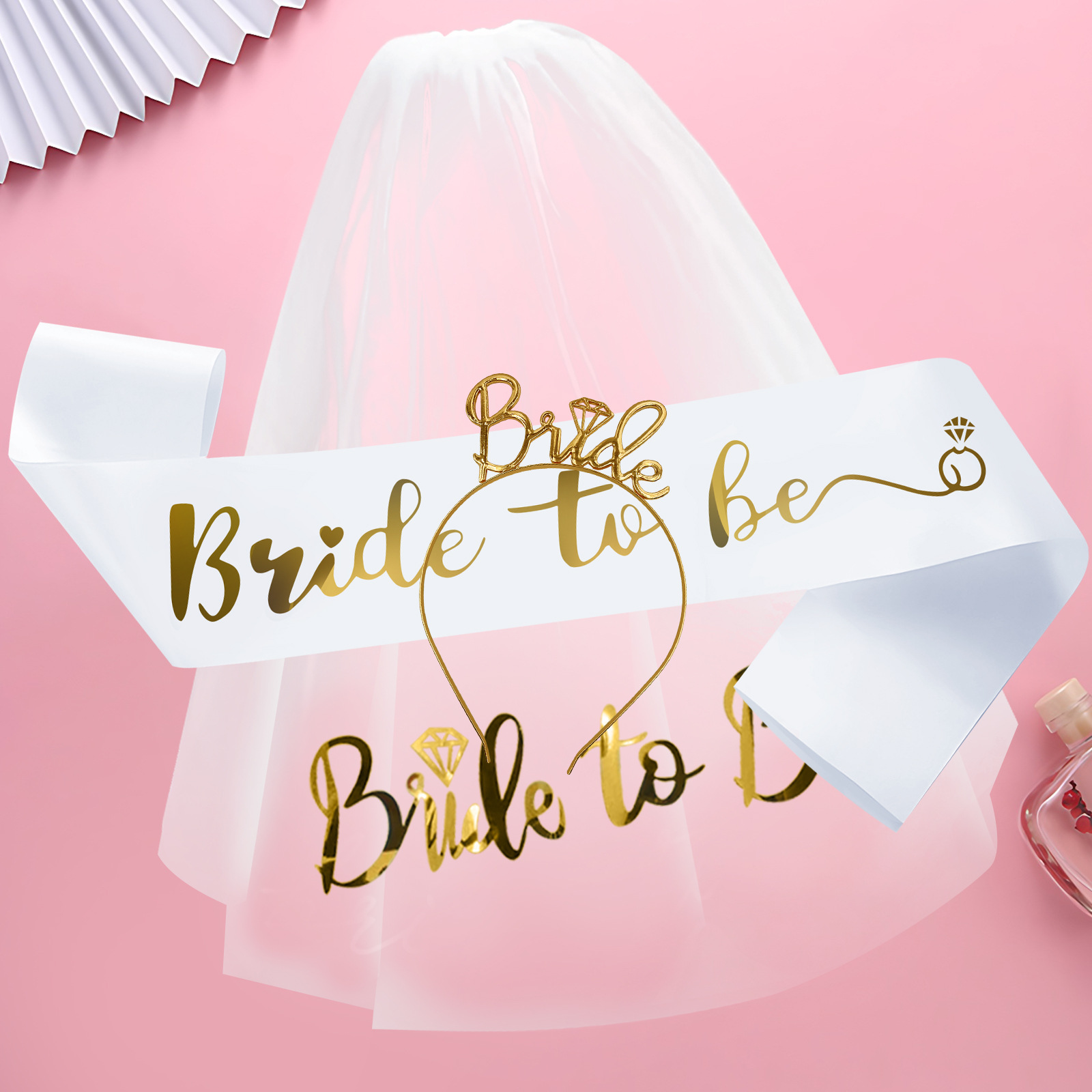 254g Weight Hair Band Event & Party Supplies 3 Pieces Set Quantity Wedding, Date Occasion Alloy, Satin Cloth Material Letter Pattern Romantic Style Romantic Letter Alloy Satin Cloth Wedding Date Hair Band Party Supplies Party Accessories 3 Pieces Set 9