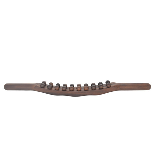 Carbonized double-row 20-bead beech wood chasing tendon rolling belly kneading massage stick for whole body general use, stomach meridian unblocking scraping