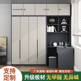 现代简约家用小户型极简衣柜书桌一体大容量柜子转角电脑桌大衣橱