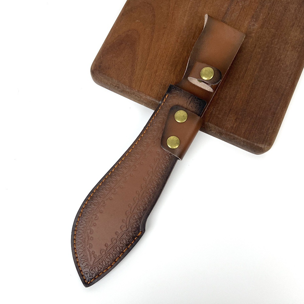 纯牛皮刀套砍骨刀皮套头层牛皮户外刀皮套便捷携带刀套直刀皮套