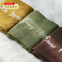 Etsyカスタム刺繍綿ベビーカー毛布ニット赤ちゃん抱き赤ちゃん昼寝ブランケットソファー毛布カバー