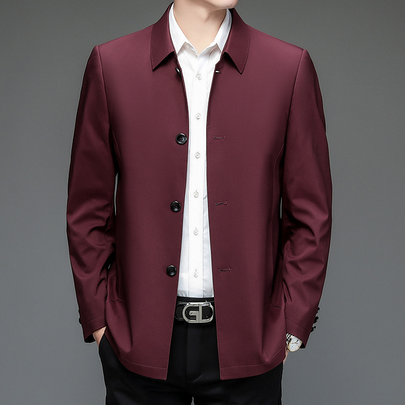 Primavera y otoño chaqueta de hombre con sola solapa de otoño hebilla media y larga chaqueta de hombre casual guapo chaqueta de hombre británico