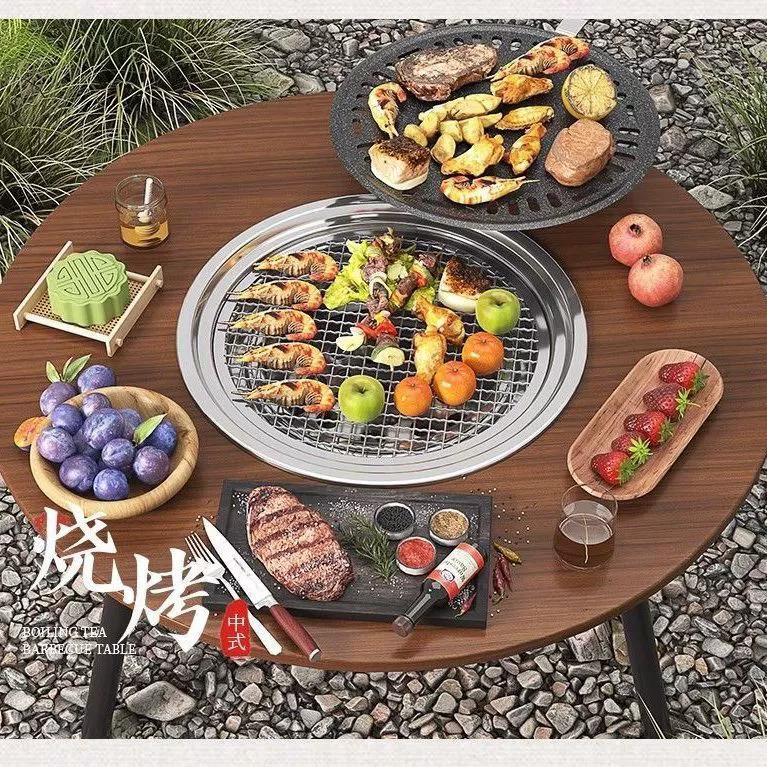 Открытый барбекю Домашний бездымный барбекю Портативный складной стол для барбекю Древесный уголь барбекю