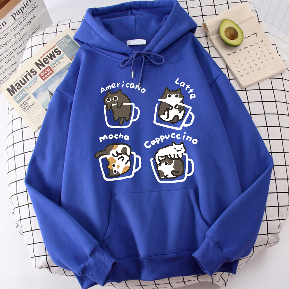Five Little Cats Playing In The Cup Hoodies Male Set Harajuk