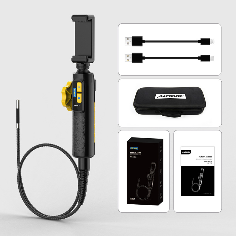 Autool SVB302 dirección endoscopio 1080p Cámara tubo de inspección depósito carbono cilindro sonda resistencia Alta Temperatura