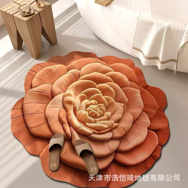 3D立体特殊形状大花珪藻泥フロアマット浴室フロアマット吸水性と汚れ防止浴室滑り止め速乾性フットマット|undefined