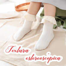 儿童春秋童袜女童薄款短筒袜公主花边袜夏季中筒宝宝棉袜可爱