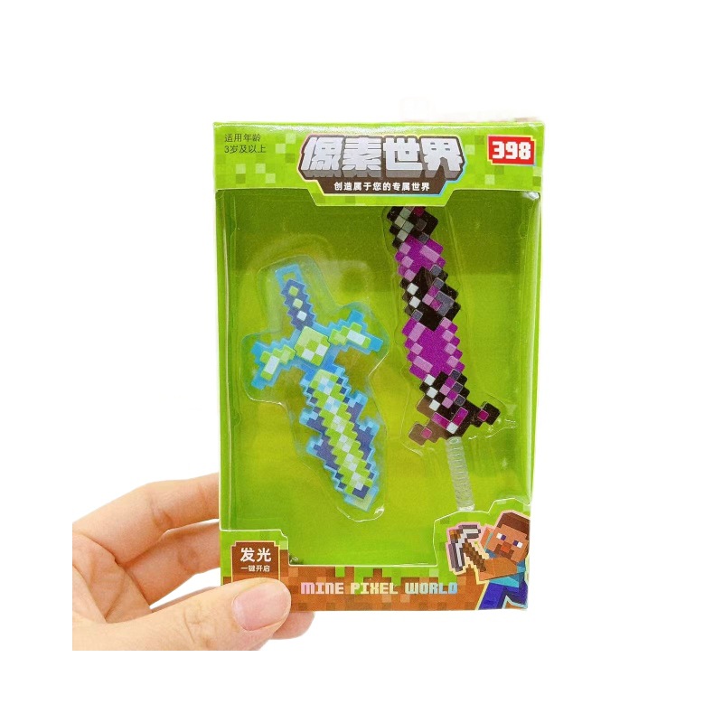 Juguetes infantiles armas luminosas llaveros colgantes llaveros juguetes papelería píxeles al por mayor lotes creativos