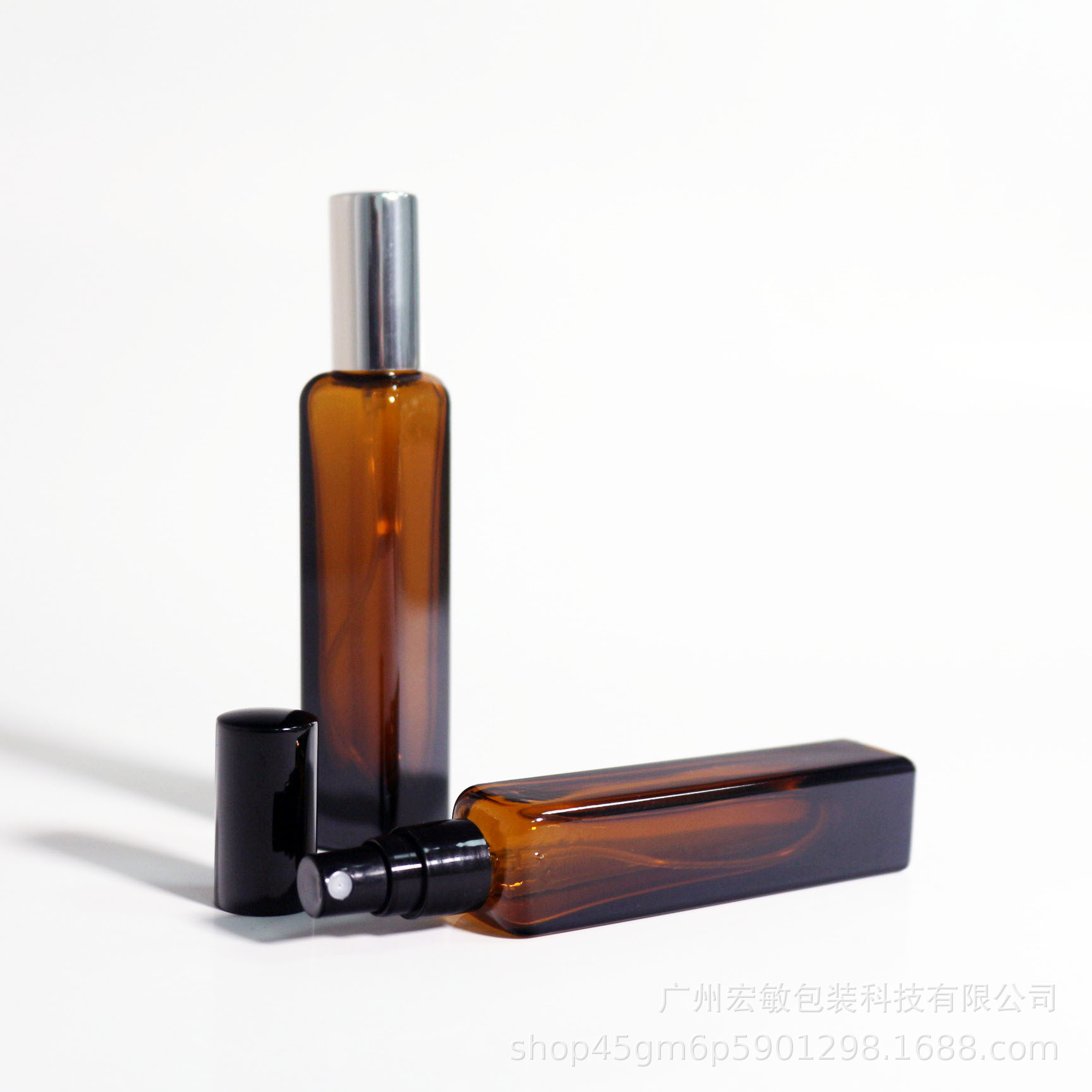 15ML棕色细长方形玻璃香水瓶便携分装玻璃小样喷雾瓶化妆品分装空