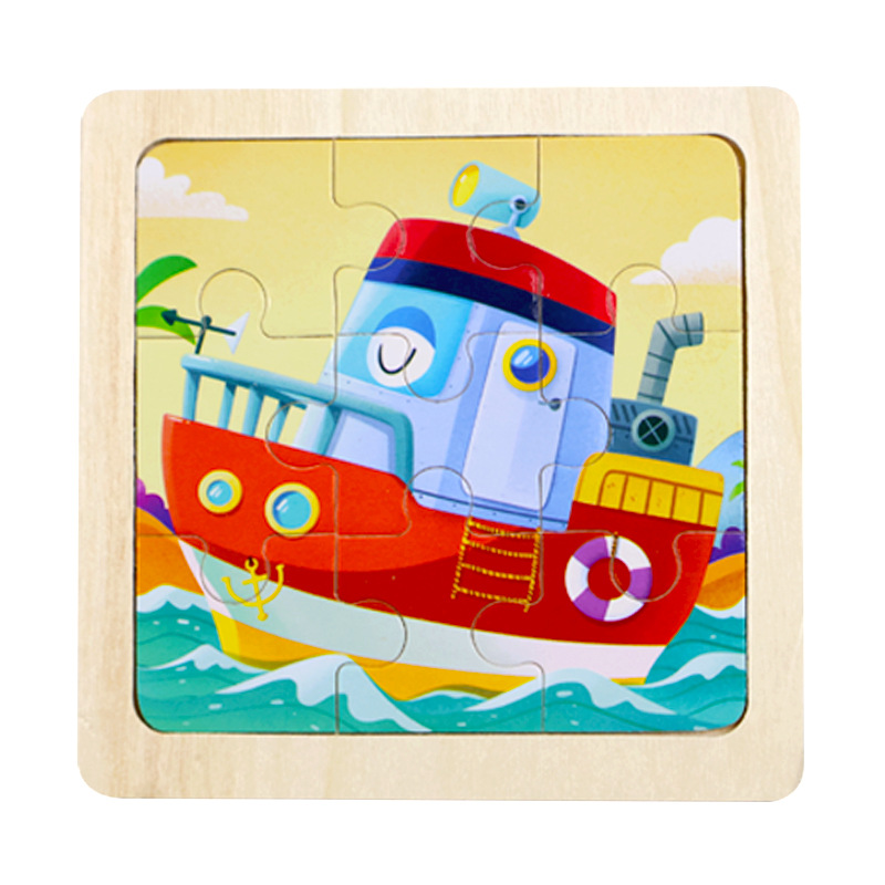 Fábrica directa de niños pequeños 9 piezas de dibujos animados de madera plano rompecabezas puzzle puzzle juguetes de educación temprana para bebés image 18