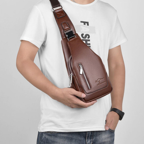 Men's Double Strap Large Capacity Fashion Casual Versatile Snap Lock Crossbody Bag Bicycle Bag for Men