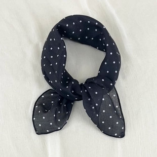 New 58 Cotton and Linen Wave Dot Small Square Scarf Silk Scarf South Korea Spring and Autumn Western Style All-match Scarf Fashion Scarf Thin Scarf