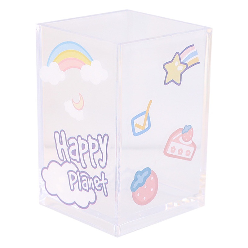 Simple transparente acrílico titular de la pluma caja de almacenamiento creativo DIY escritorio cesta de almacenamiento cuadrado caja de la pluma de gran capacidad
