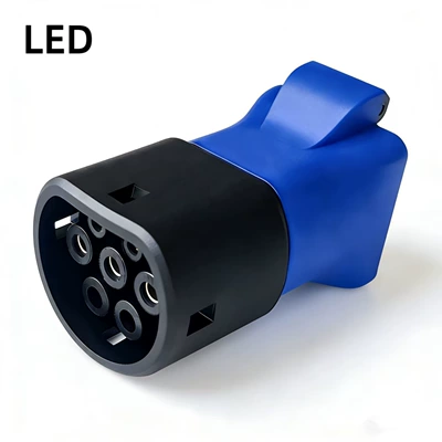 Discharging Gun Type2 European Standard – Elektrikli avtomobil şarj stansiyaları - blue-anti-theft-european-standard-female-connector-illuminated