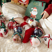 圣诞节袜子加绒加厚珊瑚绒袜 透明礼品塑料球圣诞球袜 圣诞袜子