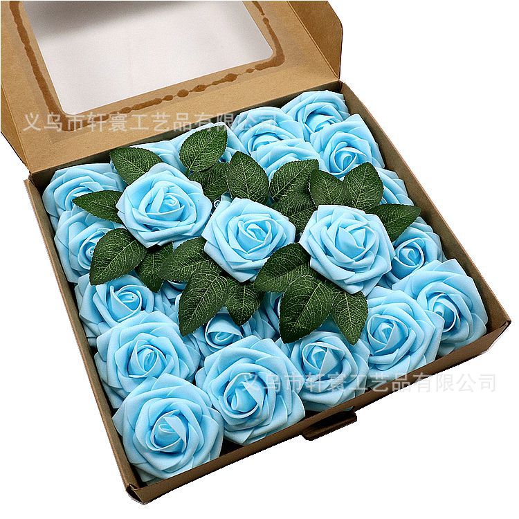 Caja de regalo de flor artificial transfronteriza espuma PE Rosa flor artificial con varilla 25 decoración de la boda regalo del Día de San Valentín