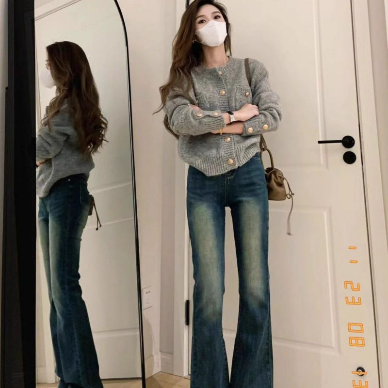 法式复古小香风灰色针织开衫毛衣女软糯感慵懒风外套上衣秋冬|undefined
