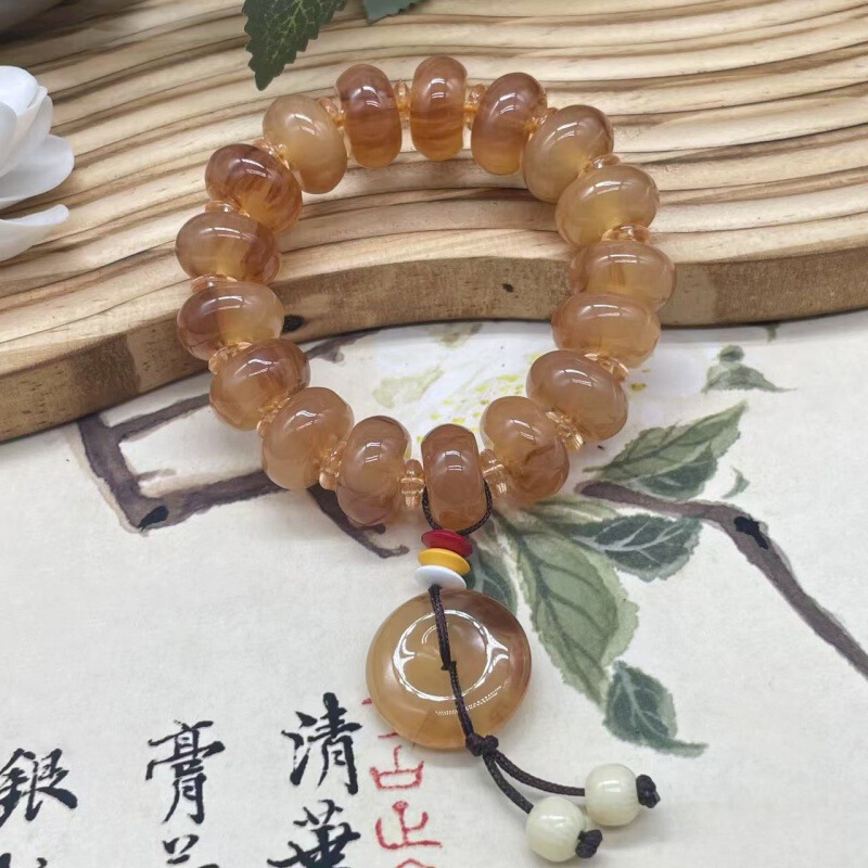 藏式仿羊角手串仿羊角树脂算盘珠苹果园平安扣莲花佛珠景区饰品|undefined