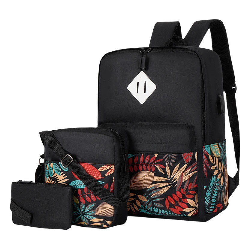 Деловой пригородный рюкзак Набор из трех предметов Школьная сумка для внешней торговли Студент средней школы Сумка для компьютера средней школы Рюкзак Дешевая большая емкость