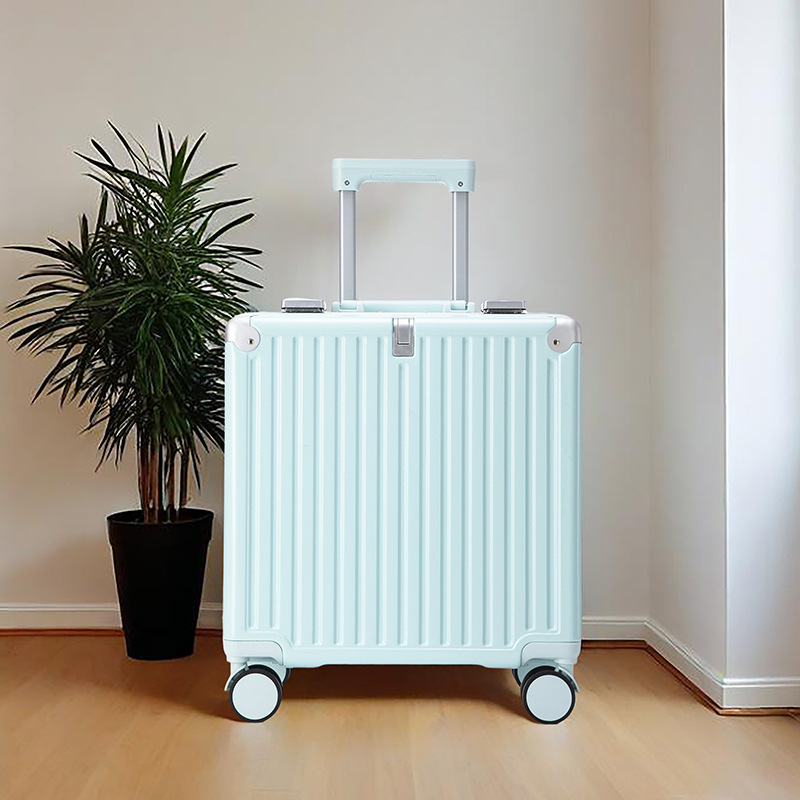 Marco de aluminio Estuche para equipaje de embarque de 18 pulgadas Nuevo maletín con ruedas Estuche con ruedas Estuche con contraseña Ligero, pequeño y duradero