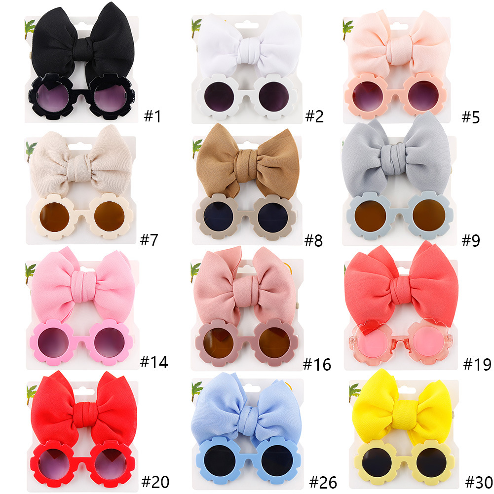 Kids Sunglasses Headband Combination Set Sunglasses Solid Color Hairband