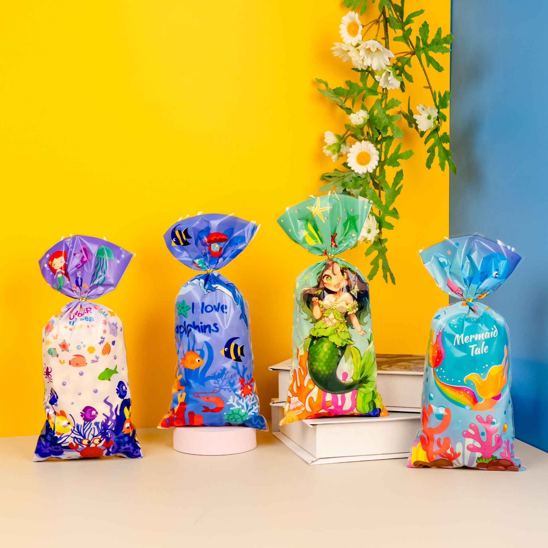 2024跨境新品美人鱼OPP糖果饼干通用包装袋拉链式