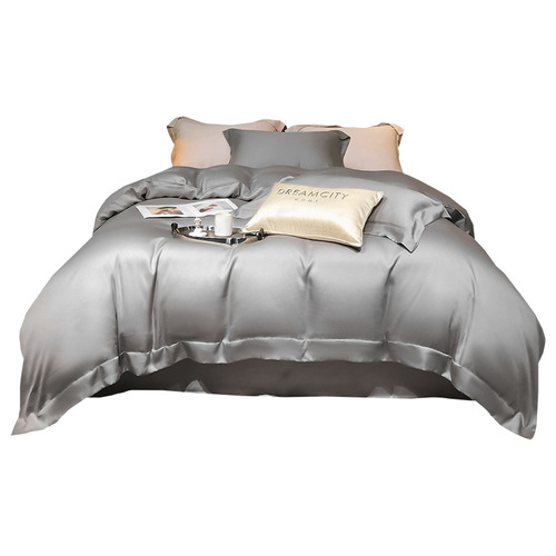 Simple 100-count Lenzing Tencel four-piece summer ice silk sheets and silk duvet covers 1.8 fitted sheets bedding