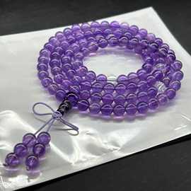 天然紫水晶108颗佛珠手链搭配白水晶隔珠男女款手链大量批发