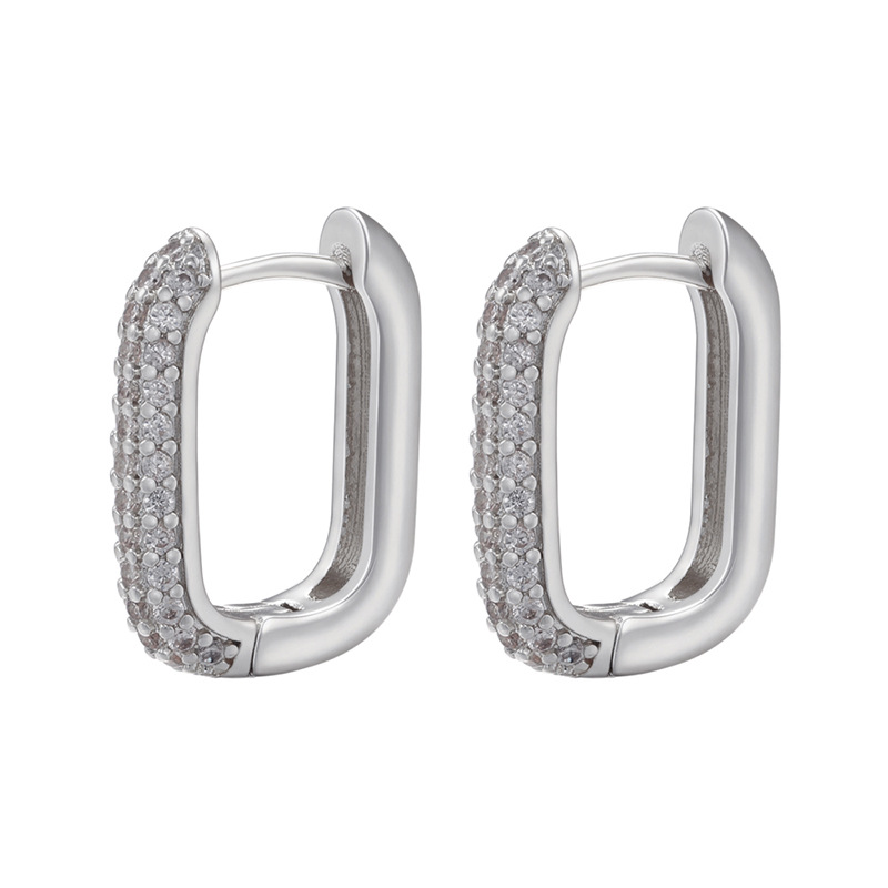 Party, Street Occasion 1 Pair Fashion Rectangle Plating Inlay Copper Zircon Hoop Earrings
