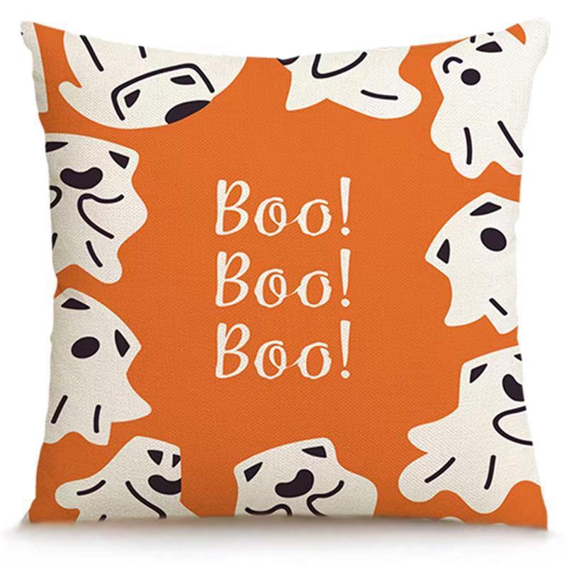 Transfronterizo Amazon Halloween impresión lino almohada cubierta bruja calabaza decoración doméstica almohada cubierta