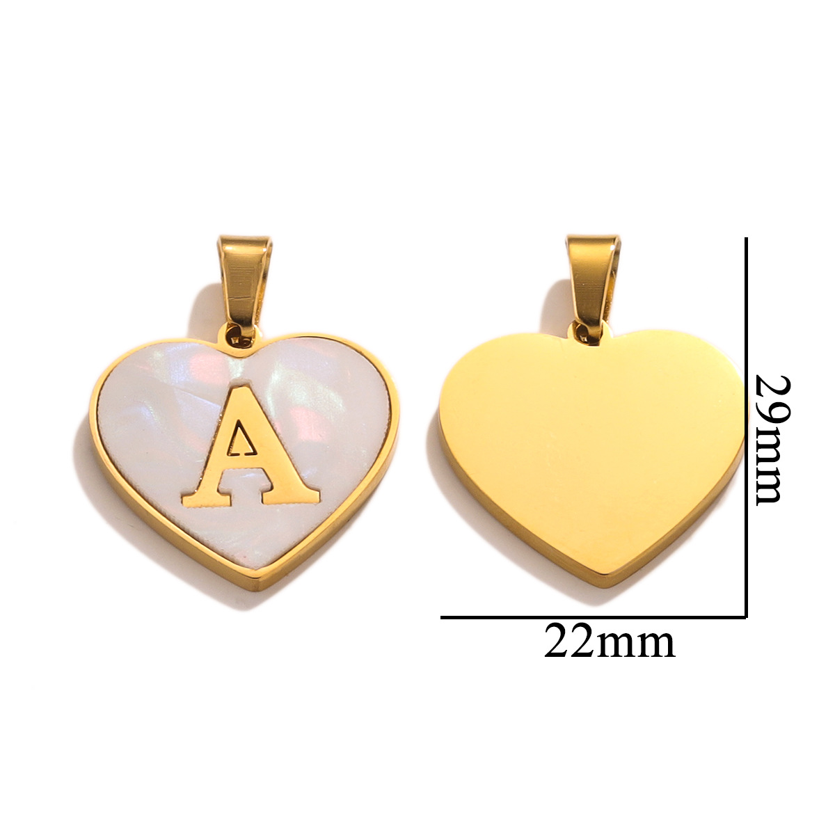 1 Piece Quantity 1 Piece 22*29mm 304 Stainless Steel Shell Letter Heart Shape Polished Pendant