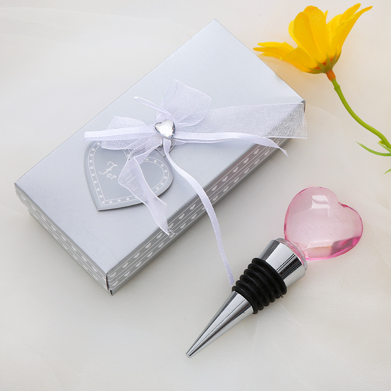 Entrega de una pieza tapón de vino de cristal rosa en forma de corazón regalo de fiesta de boda tapón de vino de cristal suministro directo transfronterizo