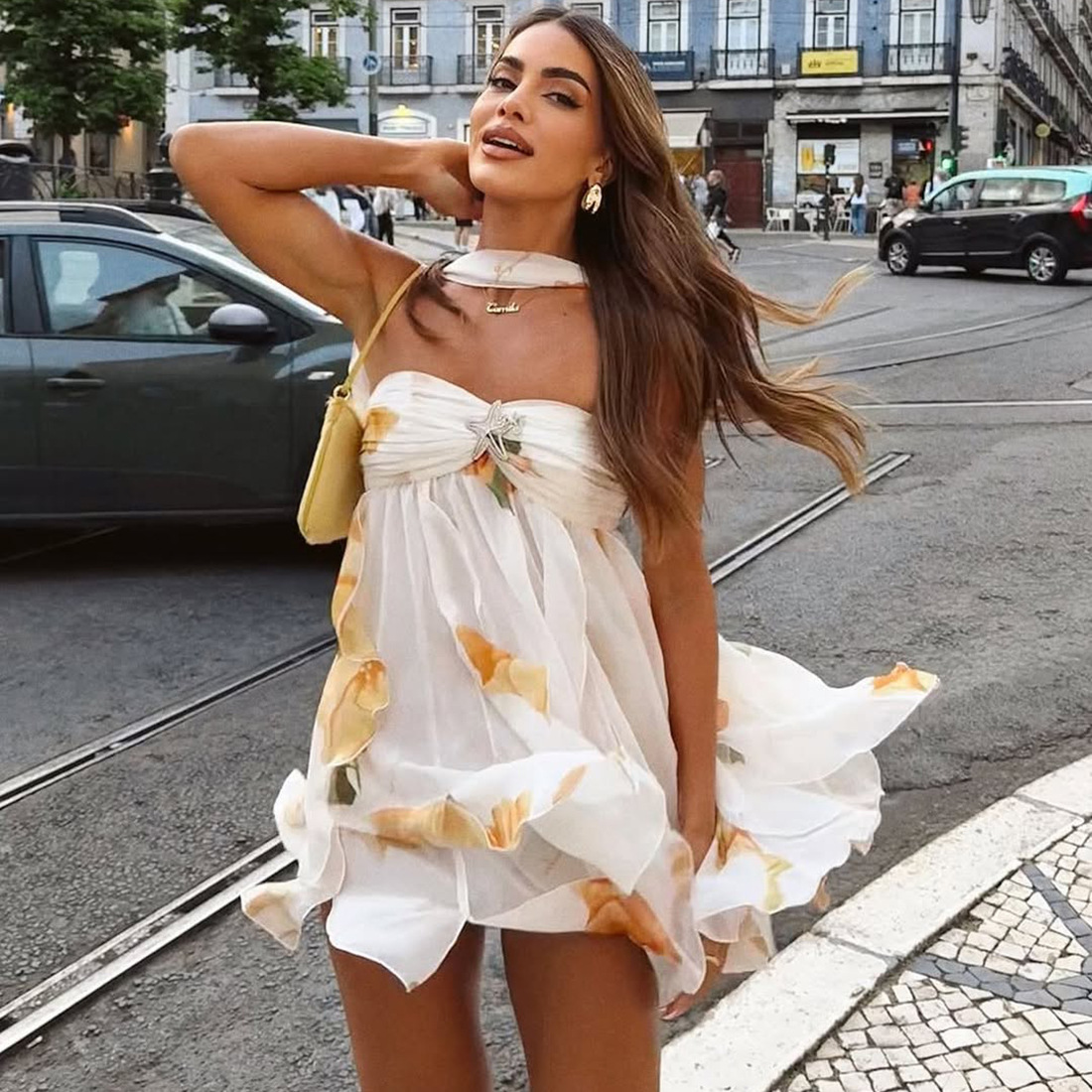 Sexy halter-neck irregular short dress