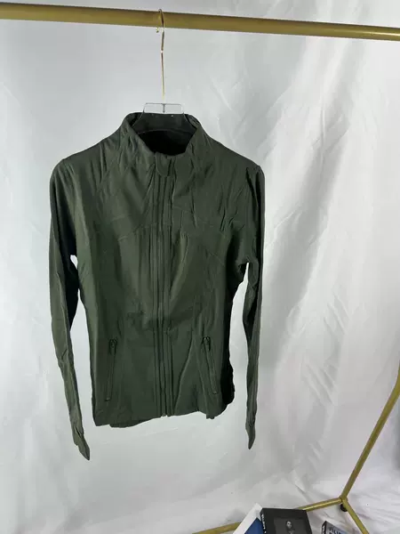 Moss green stand-up collar jacket