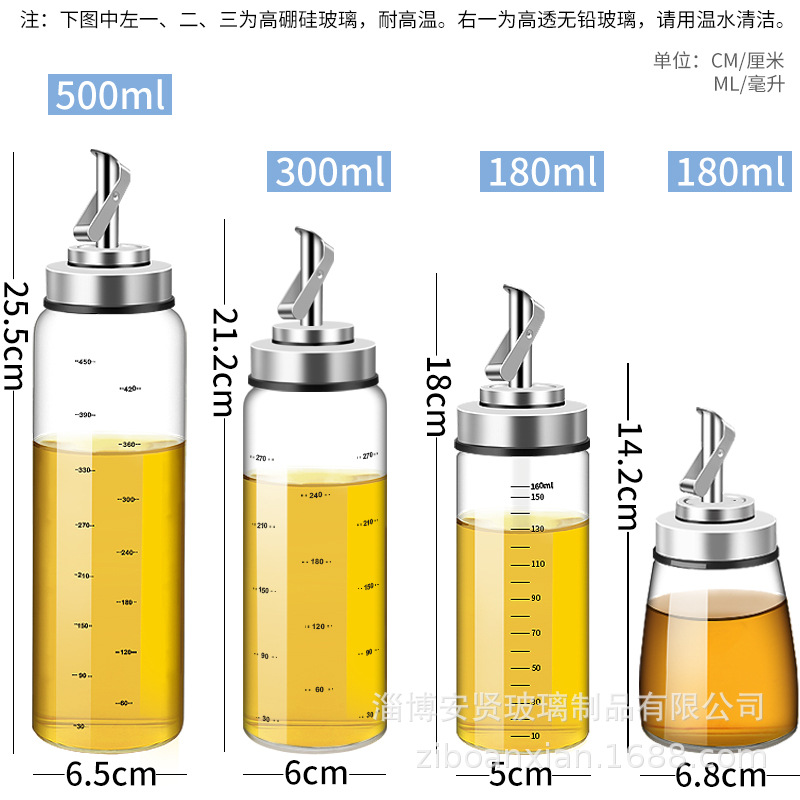Olla de aceite de vidrio de apertura y cierre automático botella de aceite hogar grande a prueba de fugas suministros de cocina condimento tarro condimento caja salsa vinagre olla