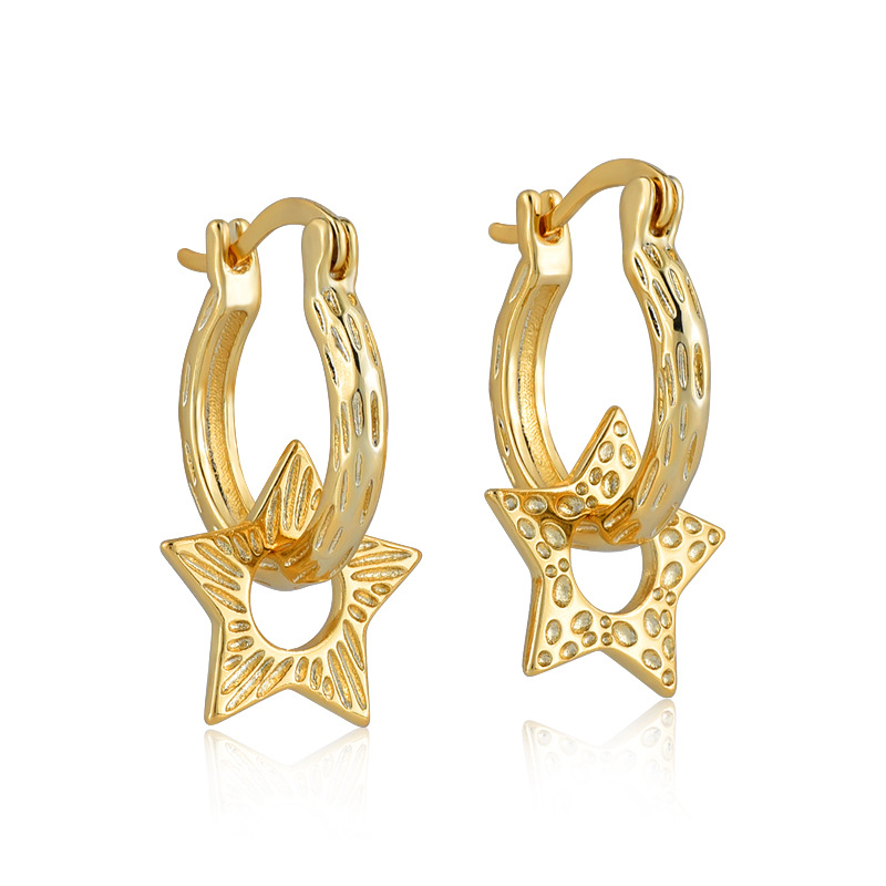 1 Pair Quantity Street Occasion 1 Pair Retro Star Copper Irregular Plating Earrings