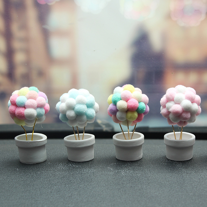 Perfume de automóvil adornos mini maceta de flores voladores de cabina globos montados en automóviles chicas corazón bola peluche adornos lindos decoración creativa