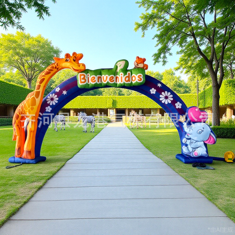 Arco inflable de dibujos animados para escuela primaria, jardín de infantes, puerta inflable de arcoíris, evento de celebración, ceremonia de inauguración, membrana inflable