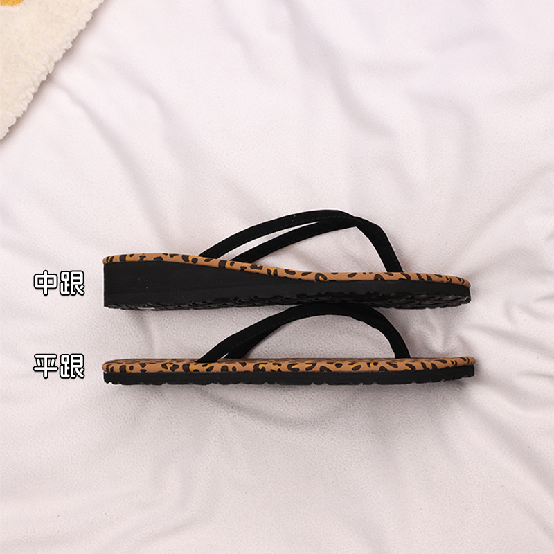 Summer Flip-flops For Women, Home Slippers, Beach Sandals, Cross-border Leopard Print Flat Slippers Wholesale_vogvips.com