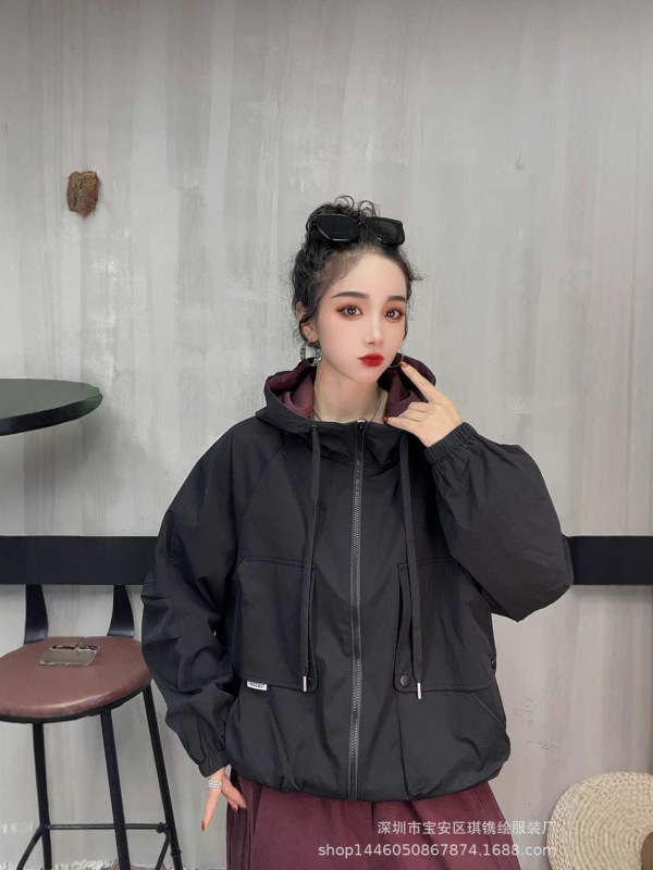 琪镌绘制休闲百搭短款外套女秋季新款时尚洋气宽松夹克风衣25110|undefined