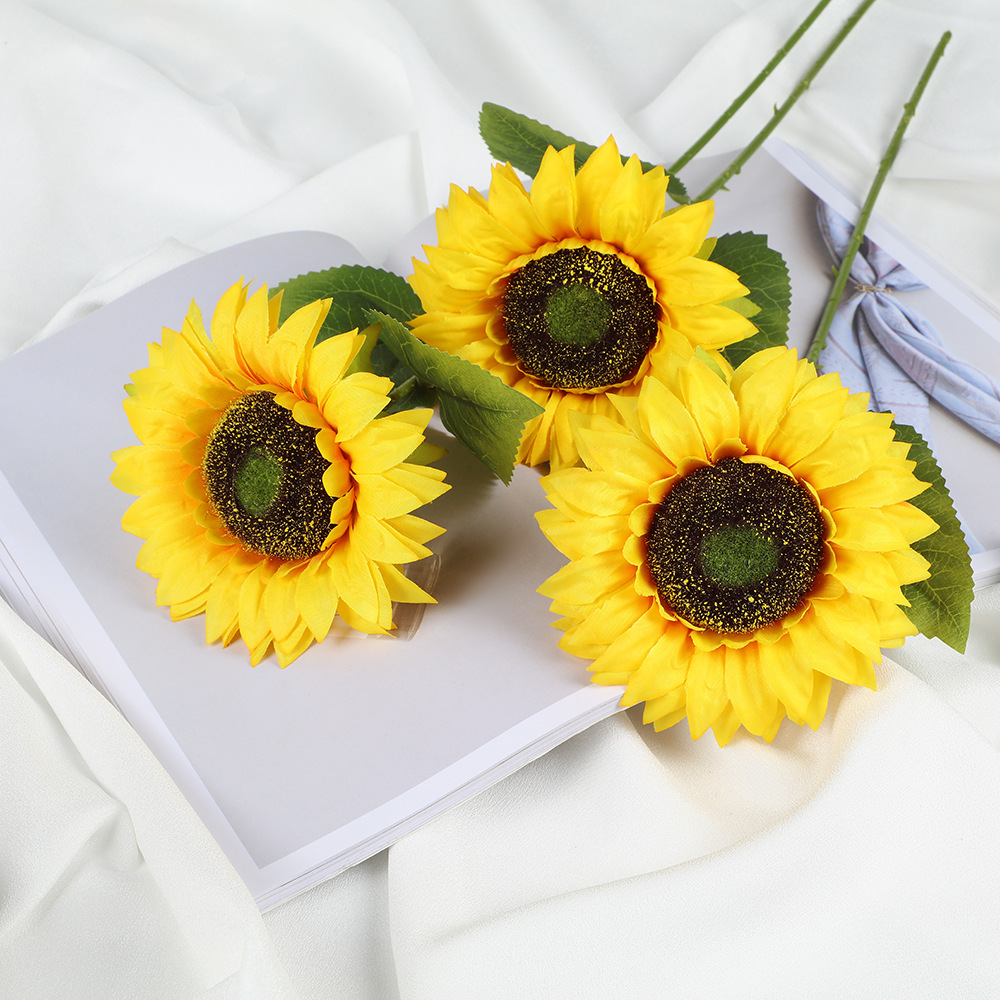 Girasoles flores falsas europeas sol único estilo pastoral accesorios de fotografía de boda flores secas