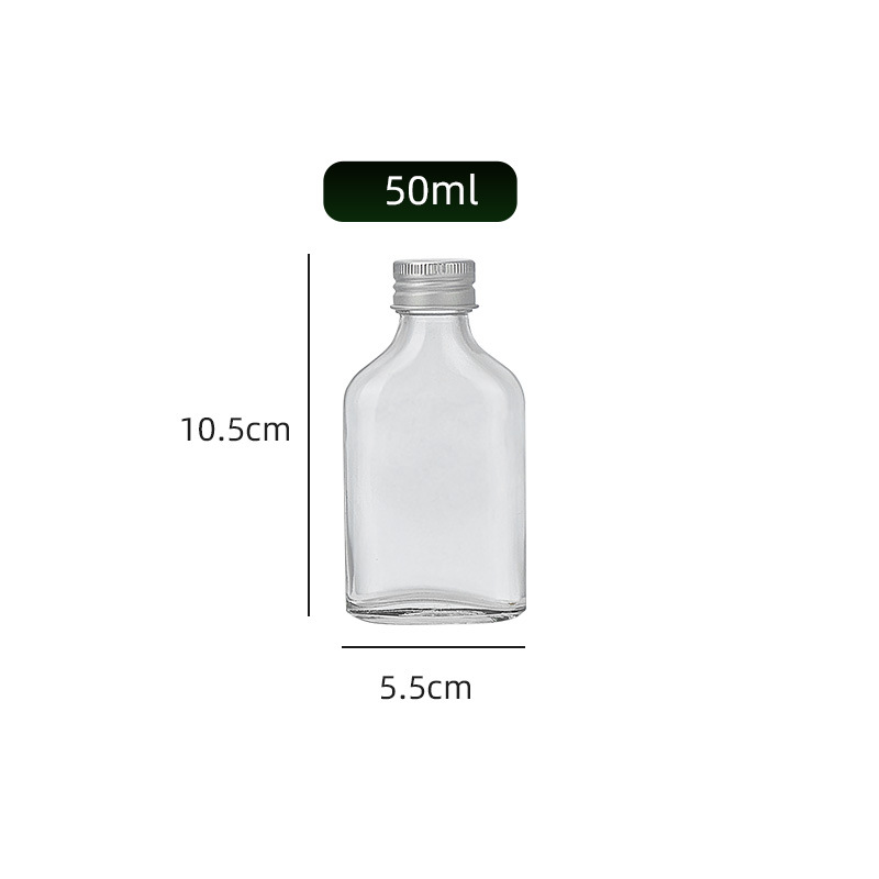 Botella Plana de Hombro Inclinado, Vidrio, para Embalaje de Regalos