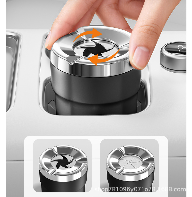 New high-end luxury car ashtray with ceramic liner, suitable for both car and home use, featuring a rotating closure to prevent ash from flying out, a great interior accessory