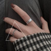 Tide, retro ring, silver 925 sample, on index finger, simple and elegant design, internet celebrity