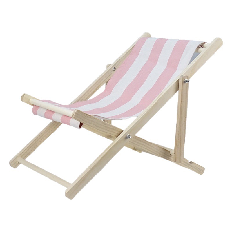 Outdoor Foldable Reclining Chair Wooden Beach Chair with Pillow Children's Beach Folding Chair Portable Wooden Reclining Chair Dropshipping