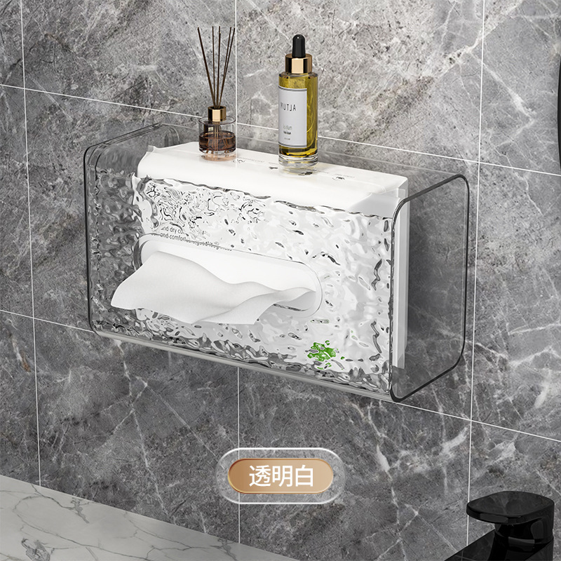 [Caja de pañuelos de patrón de glaciar con tapa] caja de pañuelos montada en la pared caja de servilleta caja de almacenamiento de toalla de cara de estilo de lujo ligero