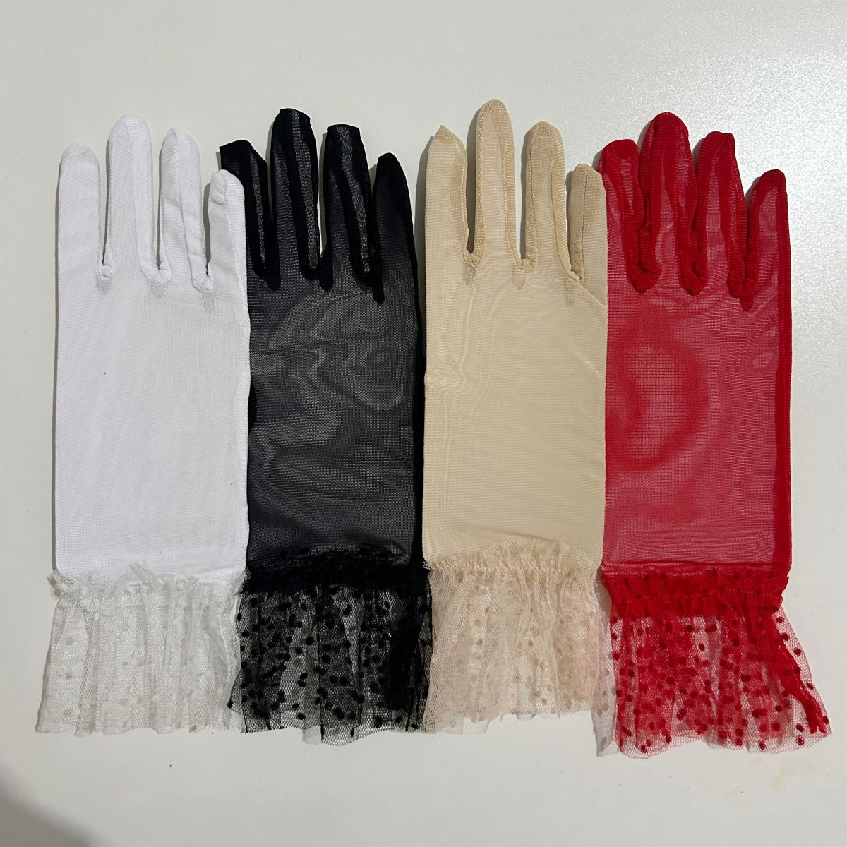 Guantes Cortos para Novia de Hilo de Malla, Transpirables con Protección Solar, para Escenario y Fotografía image 5